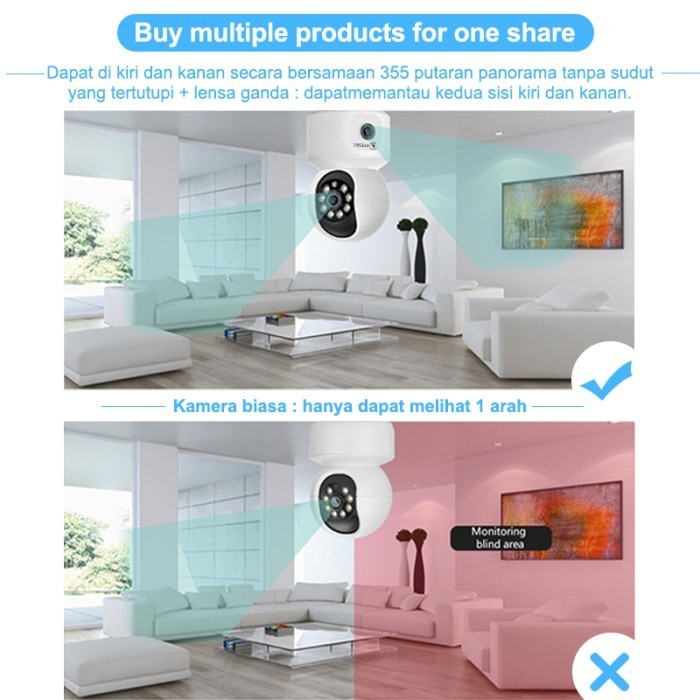 Cctv Indoor Eyesec Dual Lens 4Mp Ptz Icsee Cctv Wifi Dual Lensa