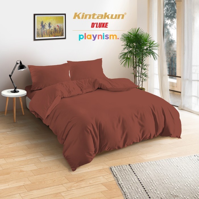 Kintakun DLuxe Bedcover Set Flat 160 / 180 Polos Playnism 20Cm