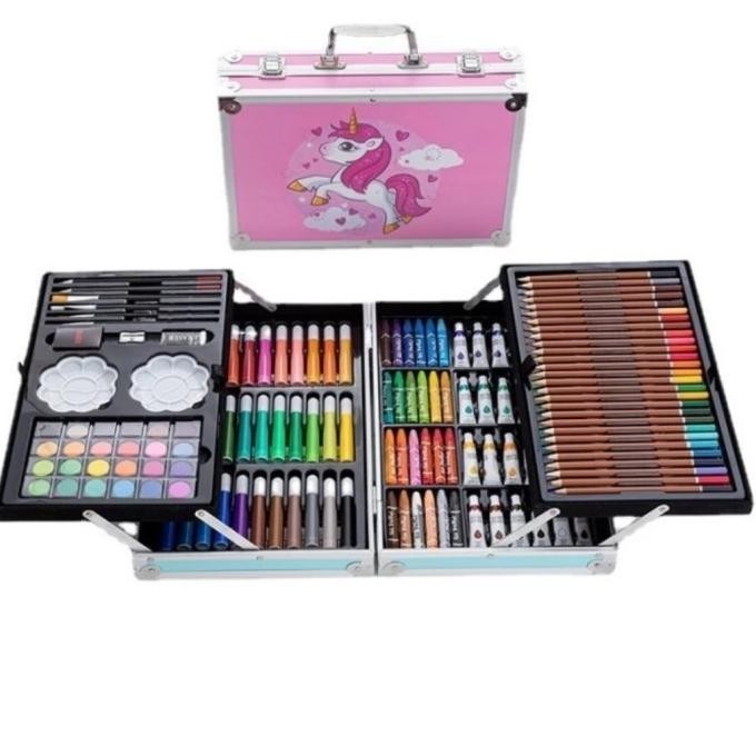 

Alat Gambar Koper Besi Crayon cat air Pensil warna marker 145 pc F83G
