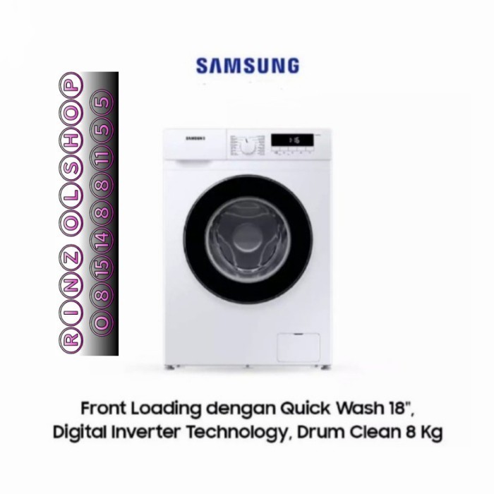 Mesin Cuci Samsung Ww80T3040Bw Front Loading 8Kg Quick Wash Inverter