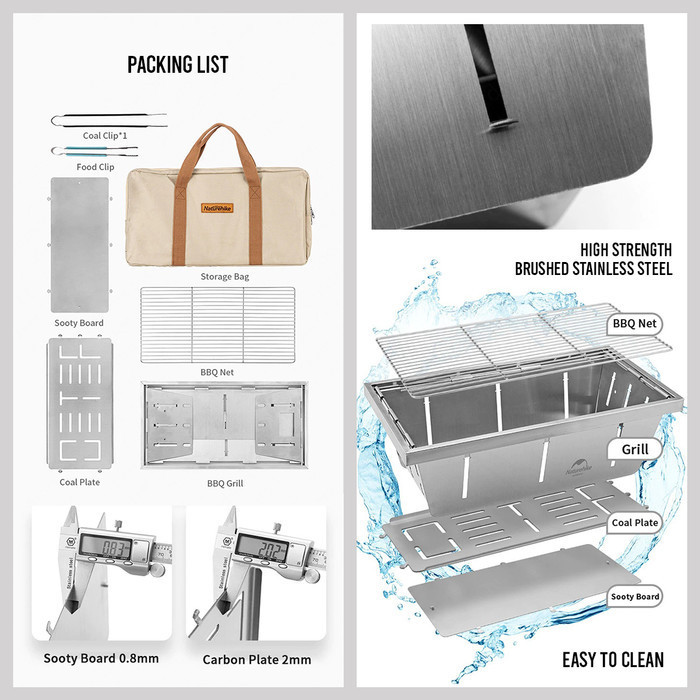 Alat Panggang Lipat Naturehike Nh20Cj006 Portable Grill Stainless