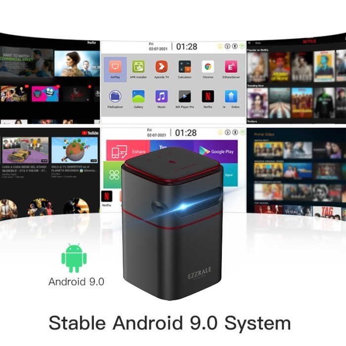 Ezzrale Deimos I Mini Smart Cube Pocket Projector 150 Ansi Android 9.0 Termurah Terlaris Promo