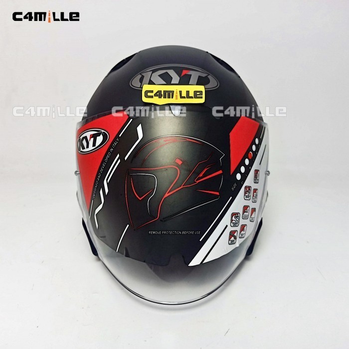 Helm Kyt Nfj Solid Plain Matt Black Double Visor Half Face