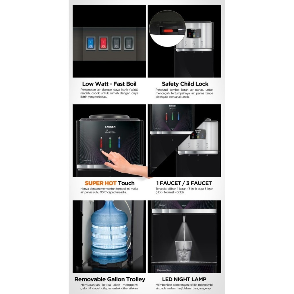 Sanken Dispenser Galon Bawah Db-20G-Bk (Infinite Series)