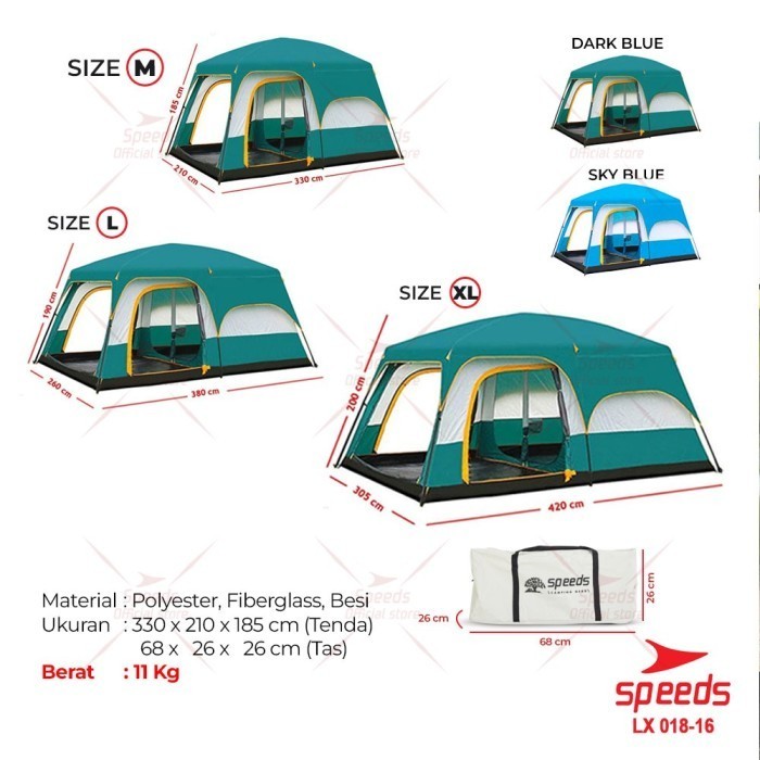 Speeds Tenda Camping Besar Muat 3-5 Orang Tenda Outdoor Kanopi 018-16