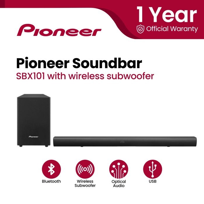Pioneer Soundbar Sbx 101 Sbx101 With Wireless Subwoofer