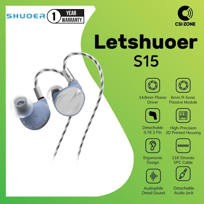 Letshuoer / Shuoer S15 14.8Mm Planar Driver In Ear Monitor Earphone