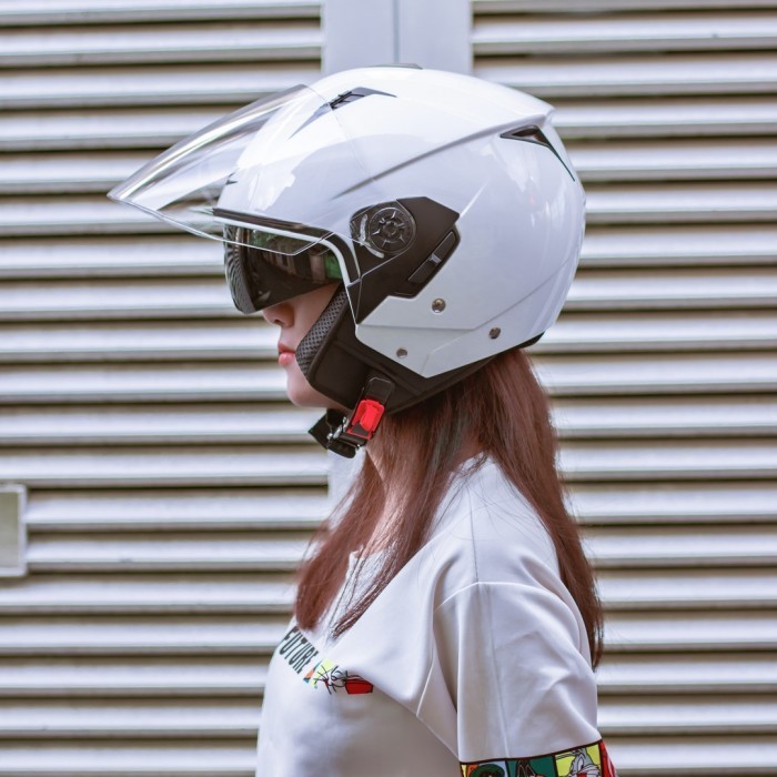 Zeus Zs-205 White Half Face Double Visor