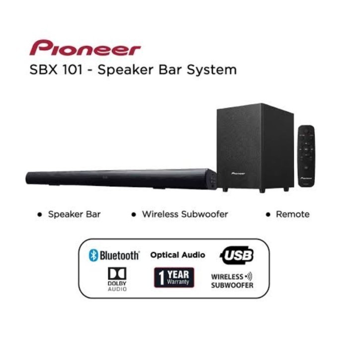 Pioneer Sbx-101 Speaker Bar System Soundbar Subwoofer Sound System