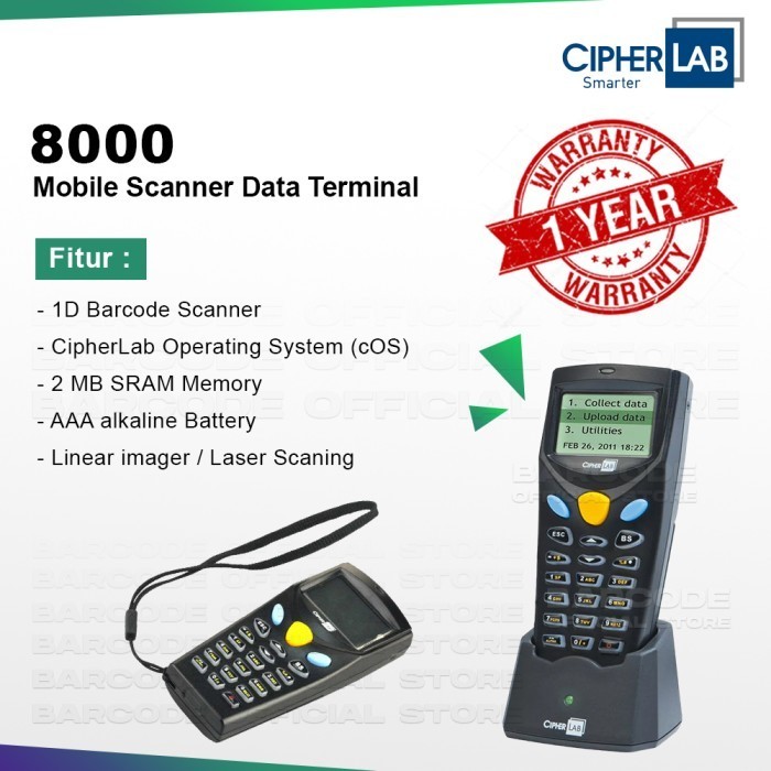 Mobile Portable Barcode Scanner Stok Opname Cipherlab 8000 Pdt