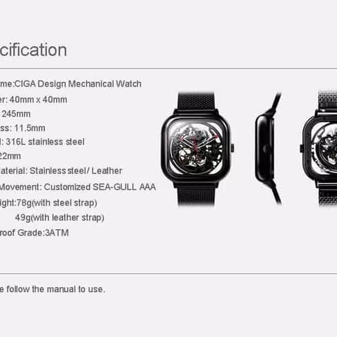 Ciga Holllow Out Design Automatic Mechanical Watch