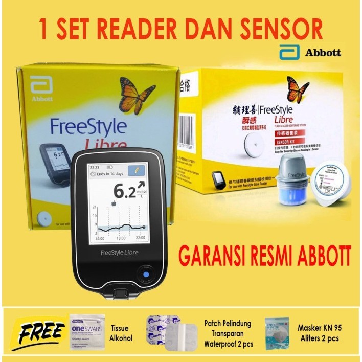READER + SENSOR FREESTYLE LIBRE JAMINAN 1000% ORI DARI ABBOTT