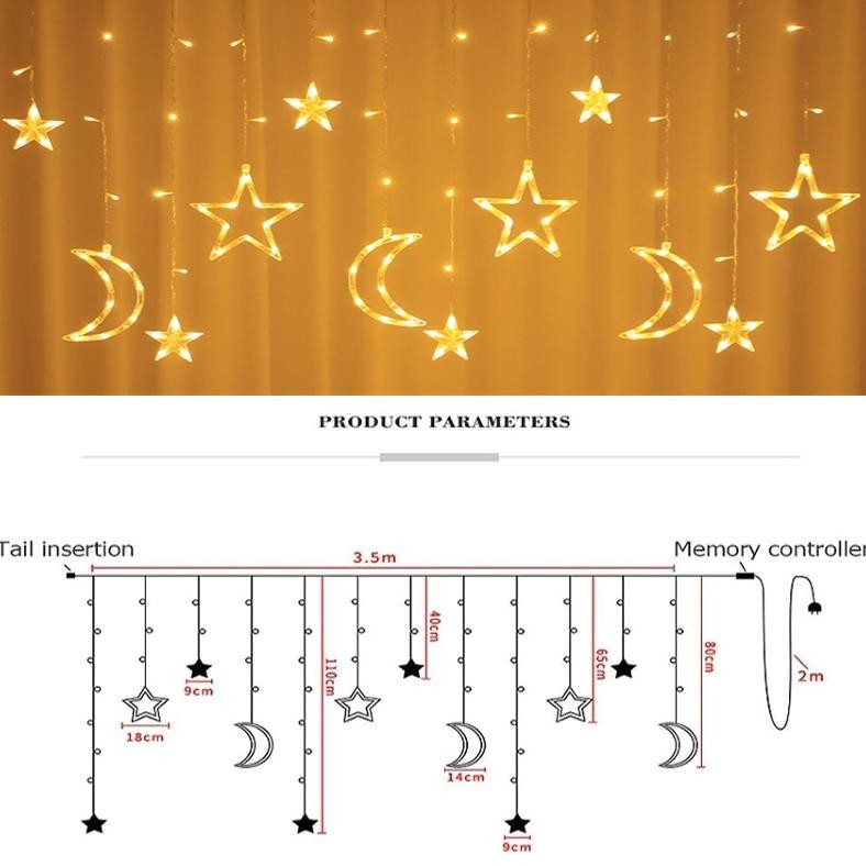 CR - Lampu Hias Ramadhan Hiasan Dekorasi Ramadhan Lampu Bintang dan Bulan 4 Meter 2024 Lampu Hias Lu