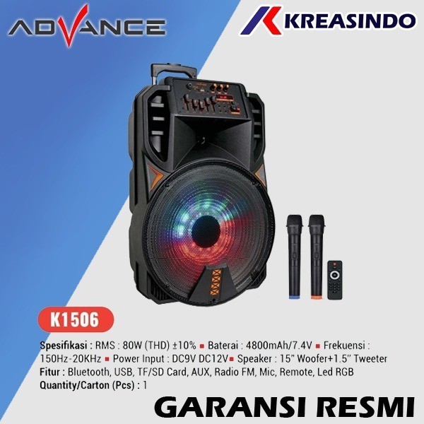 Advance K1506 K-1506 Speaker Portable Bluetooth Speaker Meating 2 Mic