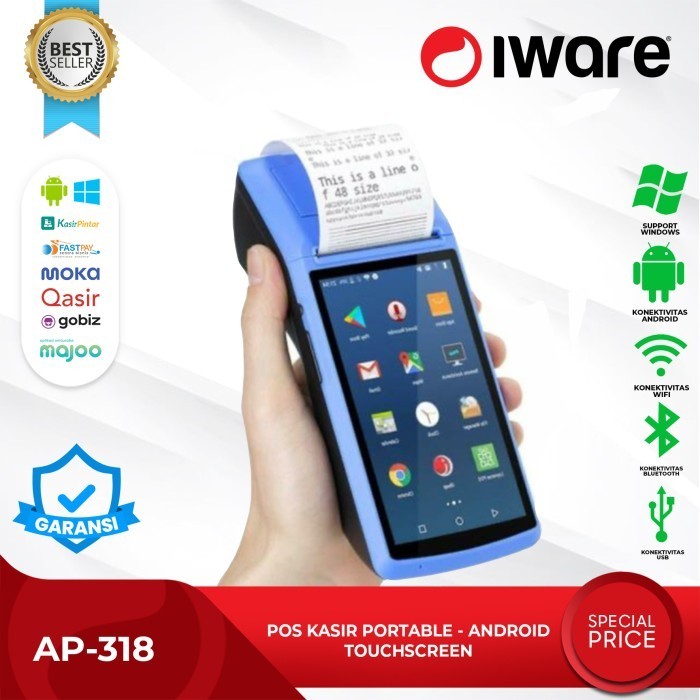 Android Pos Kasir Iware Thermal Printer 58Mm Supp Moka Gobiz With Nfc
