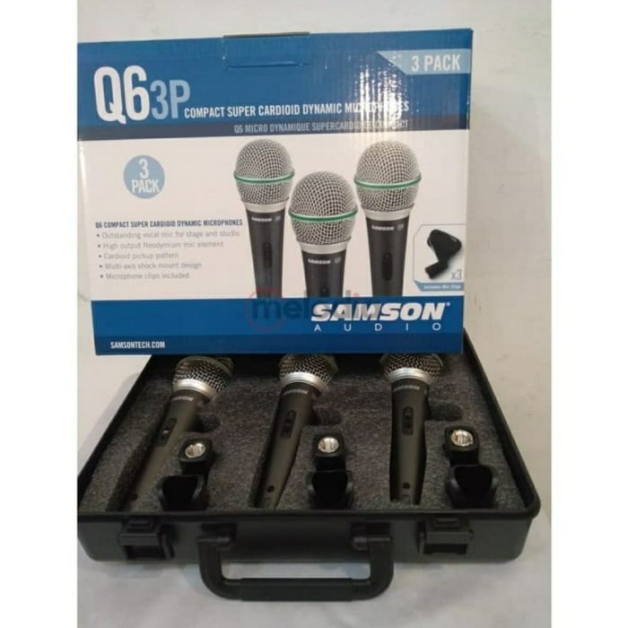 Microphone / Mic Samson Q6 Pack Isi 3 Dynamic Termurah Terlaris Promo
