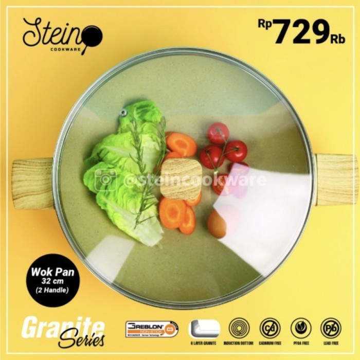 Stein Cookware/Stein Wok Pan 32 Cm - Granite Series Termurah Terlaris Promo