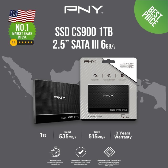 Pny Ssd Cs900 120Gb-1Tb 2,5Inch Internal Sata Iii 6Gb/S Termurah Terlaris Promo