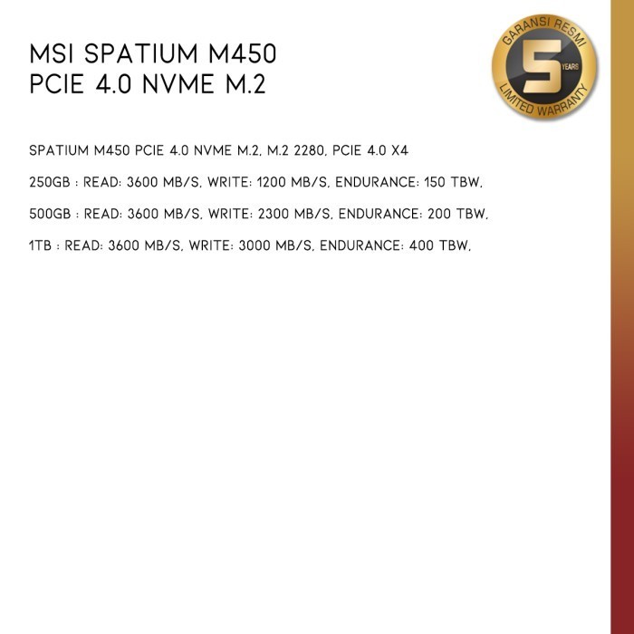 Msi Spatium M450 Pcie 4.0 Nvme M.2 Ssd M.2 Nvme Gen 4 X4