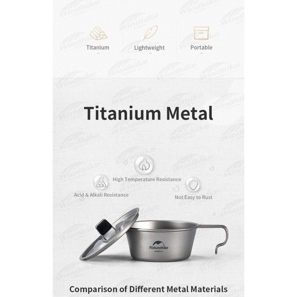 Titanium Bowl Panci / Mangkuk Camping Ultralight Naturehike Nh22Cj001 Termurah Terlaris Promo