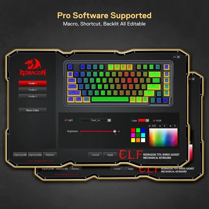 Redragon Mechanical Gaming Keyboard 82 Keys Rgb Elf - K649Py