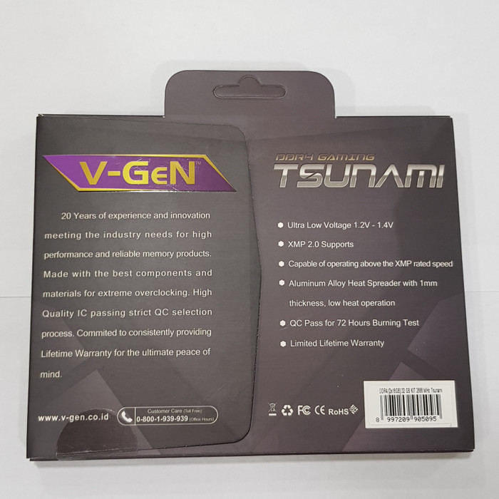 Ram V-Gen Ddr4 Tsunami 8Gb 3000Mhz Cl16 (2X4Gb) - Ram Gaming Oc Vgen