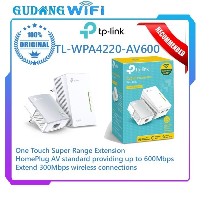 New TP-Link TL-WPA4220 KIT AV600 Powerline Wi-FI KIT