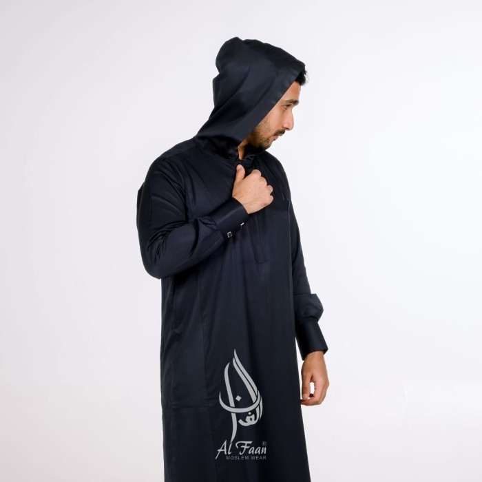 Jubah Pria Jumbo Jubah Hoodie Jubah Gamis Pria Gamis Pria Jubah Muslim Gamis Pria - Hitam, S Murah
