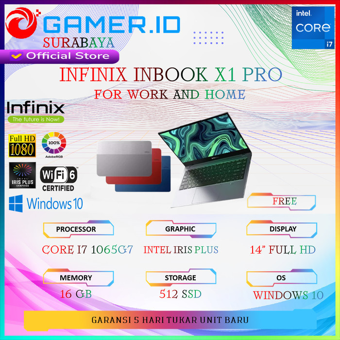 Infinix Inbook X1 Pro I7 1065G7 16Gb 512Ssd W10 Fullhd 100%Srgb