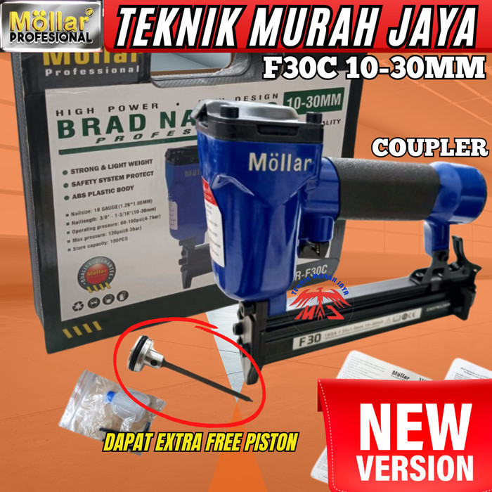 

TERBARU - MOLLAR Air Brad Nailer F30C F 30 C Alat Paku Tembak Angin 10-30mm