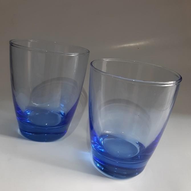 Produk Terbaik] Gelas Kaca, Gelas Beer, Gelas Wine Biru Bulat 6pcs