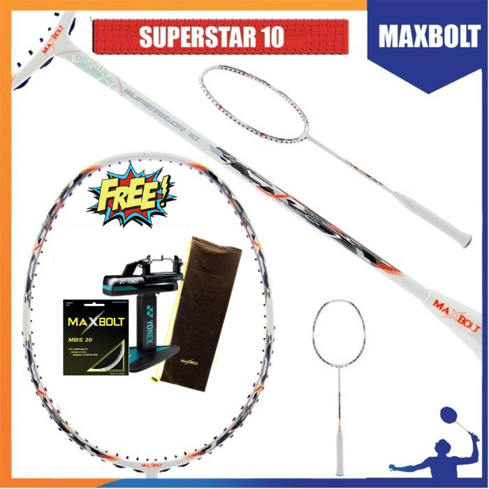 Maxbolt Superstar 10 Raket Badmintoton Bulutangkis Original