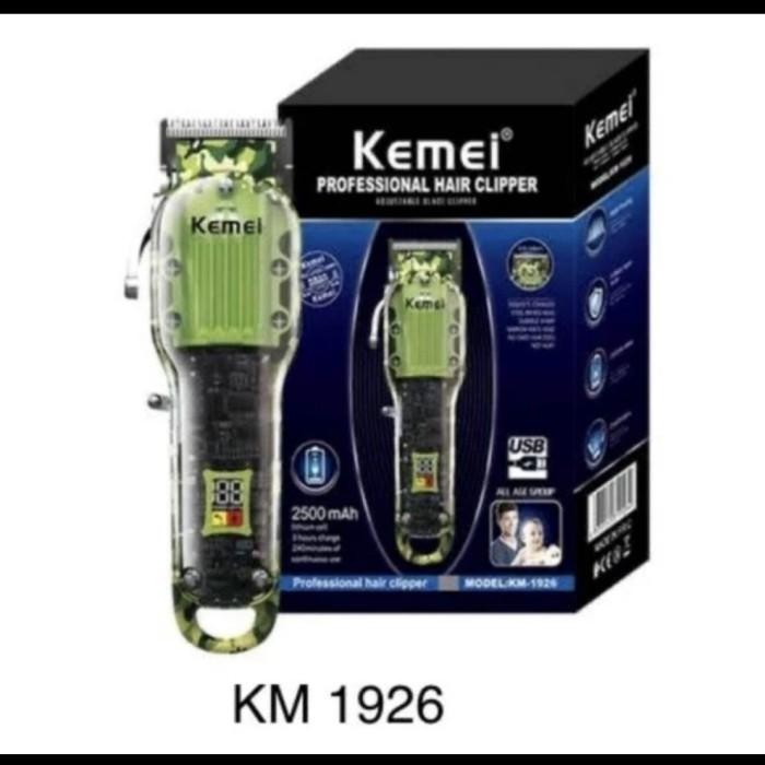 ALAT CUKUR RAMBUT KEMEI KM-1926 TRANSPARAN MOTIF ARMY HAIR CLIPPER