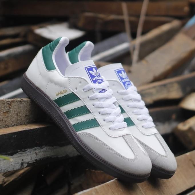 Sepatu Pria Casual Adidas Samba Og Putih Strip Hijau Bnwb Barangbaru88
