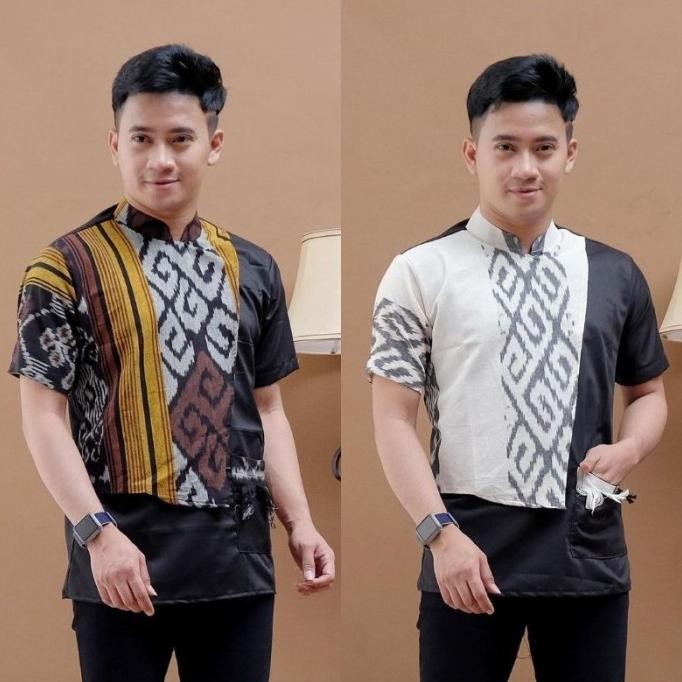 Hem Tenun Troso Pria /Baju Koko Syawal Tenun Songket Premium Lengan
