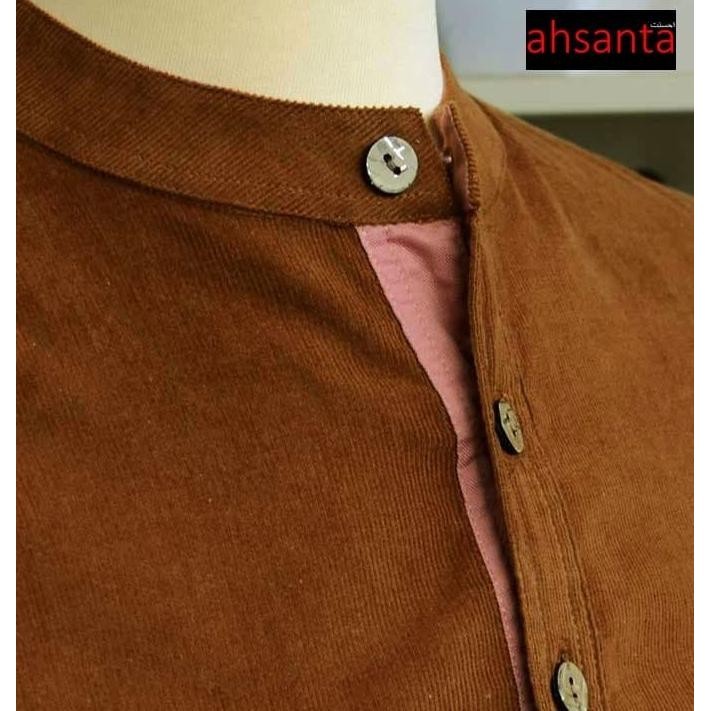 Kemeja Koko Casual Real Corduroy Ahsanta Premium Coklat Tanah