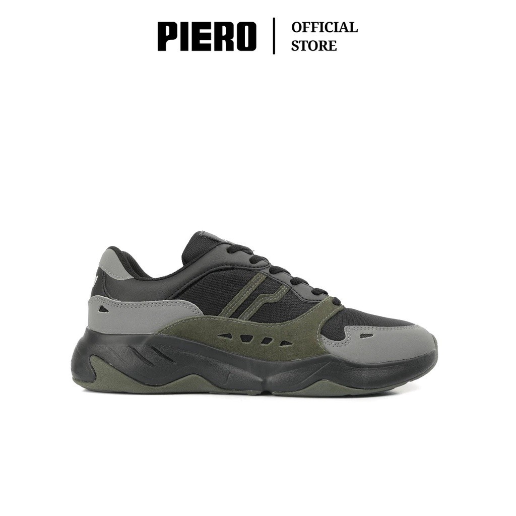 PIERO SEPATU SNEAKERS PRIA ERGO BLACK GREY PIEP21046