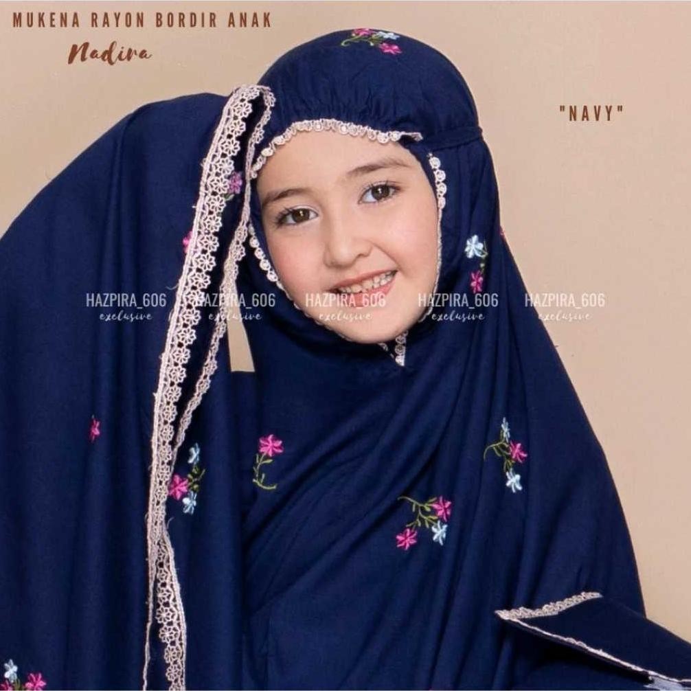 Terbaru 3.3 | Ready Stok | Mukena Nadira Anak Umur 3-15 Tahun Katun Rayon Bordir Nadira Mukena Mewah