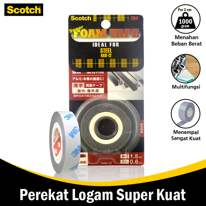 

DOUBLE TAPE SUPER STRONG FOR STEEL DAYA REKAT TERKUAT 3M SCOTCH KKD-12