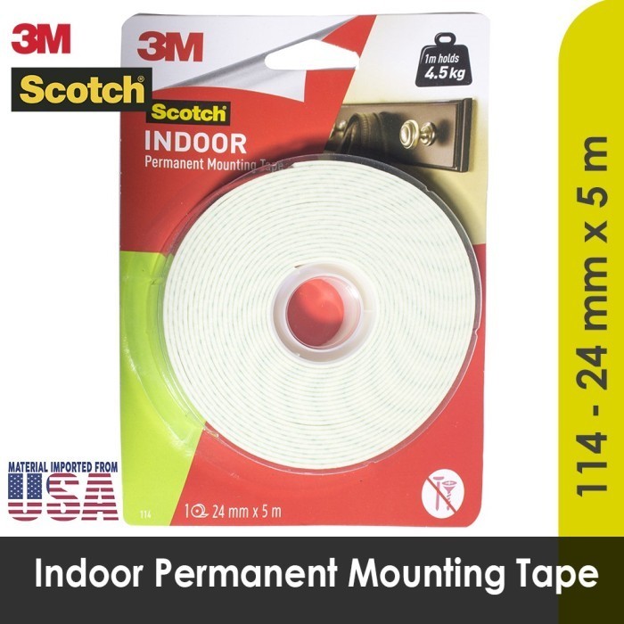 

INDOOR PERMANENT MOUNTING DOUBLE TAPE 3M 24 MM X 5 M SCOTCH 114