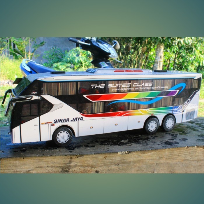 MINIATUR BIS SINAR JAYA TRONTON MINIATUR BUS MOBIL MAINAN FULL LAMPU L