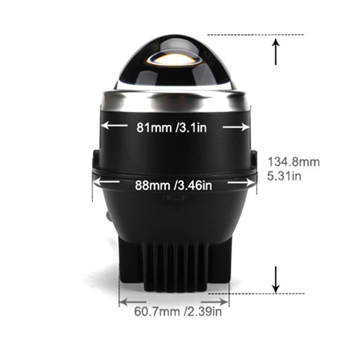 Foglamp Bi-Led Projector Led Projie 3 Inch Hi-Lo 3 Warna Blue Lens