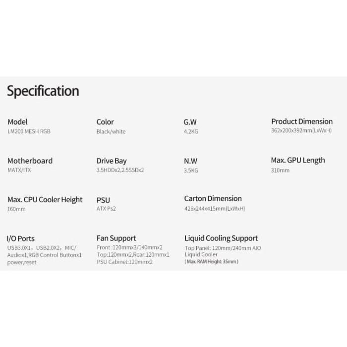 Pccooler Platinum Lm200 Black Mesh Rgb Gaming Case