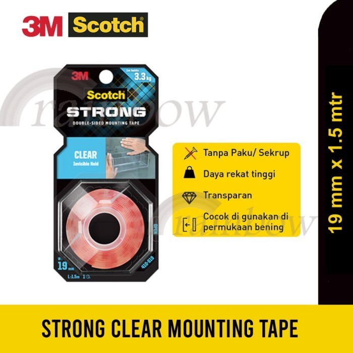 

TERMURAH 3M Scotch Clear Double Tape 410-S19 Mounting Tape Super Extra Strong