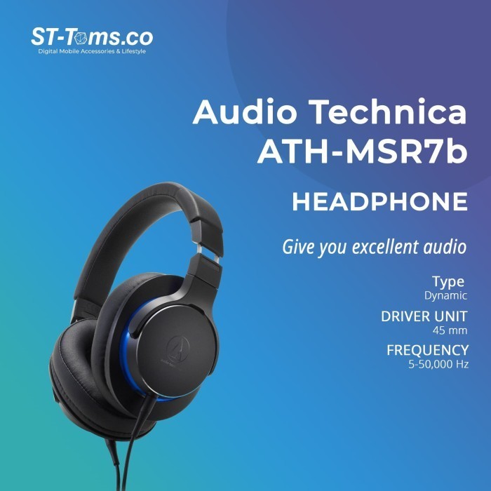 Audio Technica Ath Msr7B Msr7 B Over-Ear High-Resolution Headphone