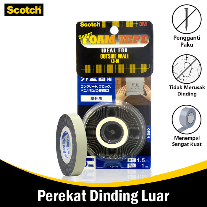

PROMO 3M Scotch Perekat Dinding Luar Double Tape 1 CM x 1.5 M 3M-KB-10