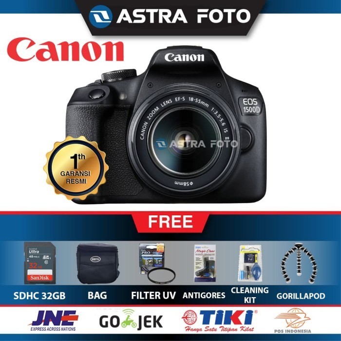 Canon Eos 1500D Kit 18-55Mm Is Ii / Canon 1500D Kamera Dslr Resmi 32Gb