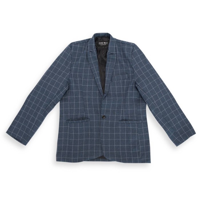 8124 Blazer Pria F Blazer Tartan Soft Navy