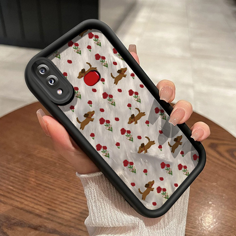 Casing Hp Samsung Galaxy A10s M01s Case hp ponsel pola anjing Casing bunga rusak paket penuh Kesing 