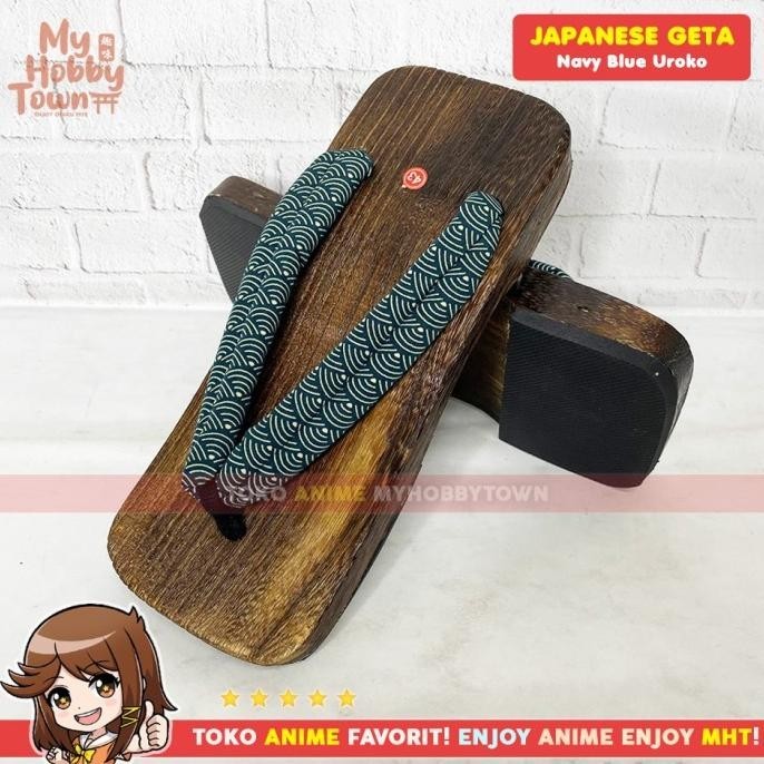 Geta / Sandal Bakiak Jepang : Navy Blue Uroko